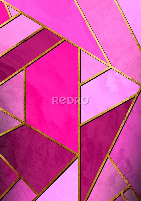 Papier peint  Abstraction géométrique en rose