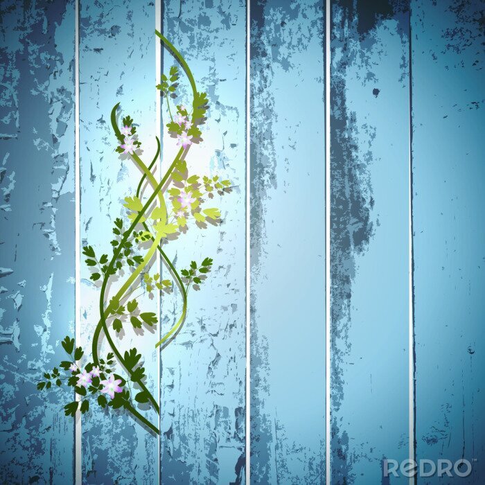 Papier peint  Abstrait planches et plantes