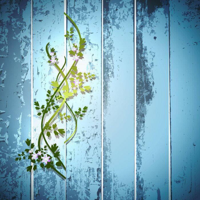 Papier peint  Abstrait planches et plantes