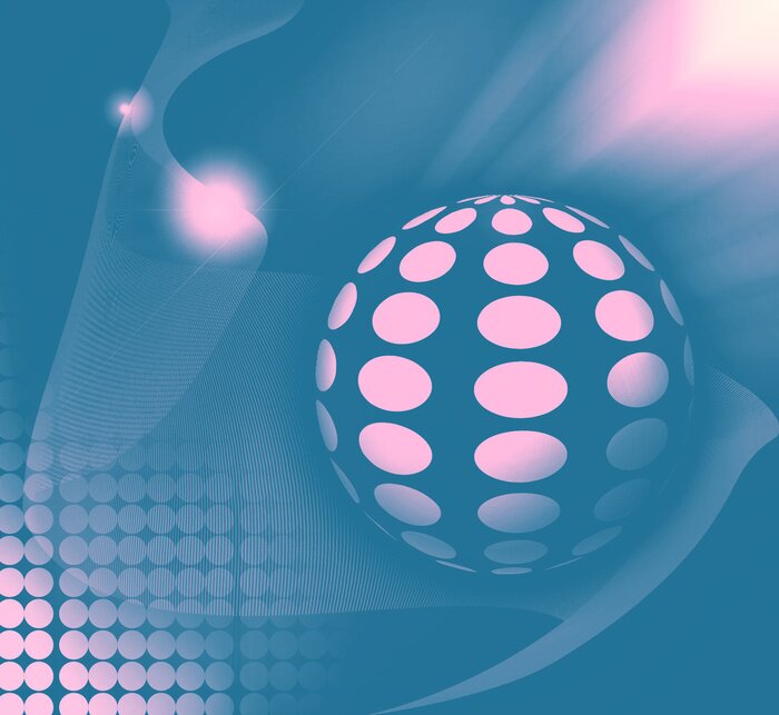 Papier peint  Abstrait sphère 3D et formes ovales