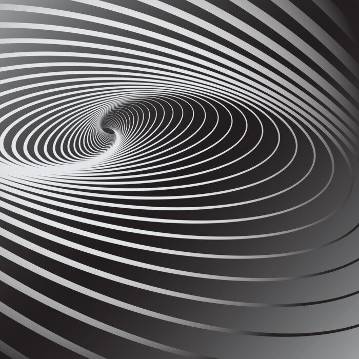 Papier peint  Abstrait spirale en 3D noir et blanc