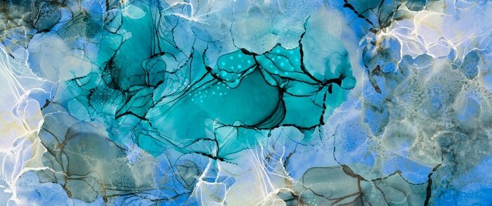 Papier peint  Abstrait turquoise peint à l'aquarelle