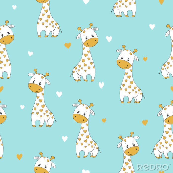 Papier peint  Adorables girafes pour enfants dans un style cartoon