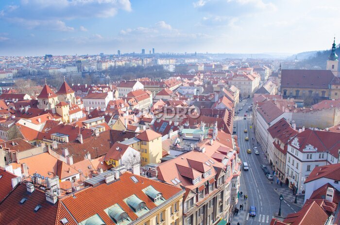 Papier peint  aerial view of the old town center of prague