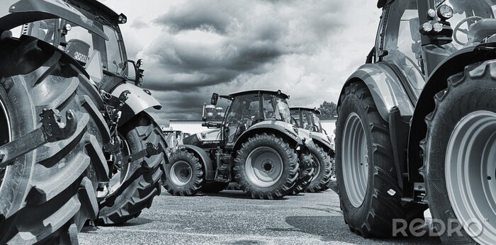 Papier peint  agriculture tracteur line-up, des charrues et machines