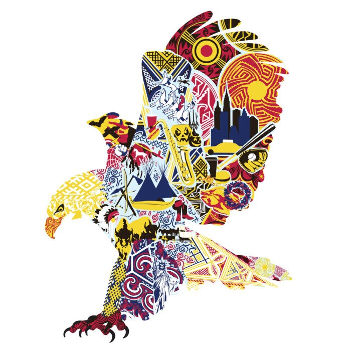 Papier peint  Aigle avec symboles de l'Amérique