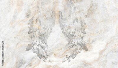Papier peint  Ailes sur fond de marbre