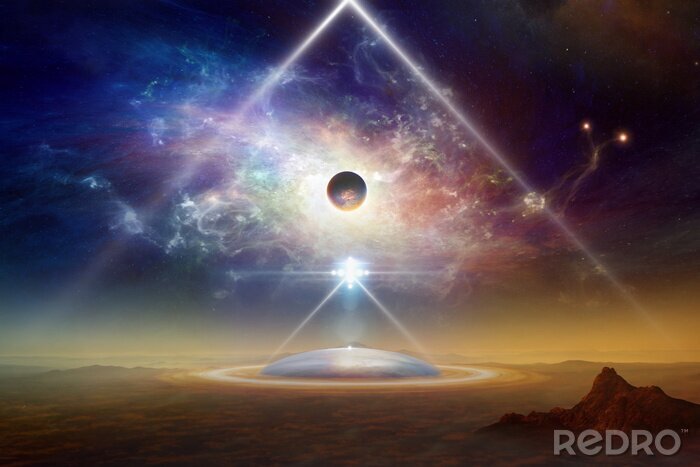 Papier peint  Aliens vaisseau spatial au-dessus de la colonie sur la planète Terre