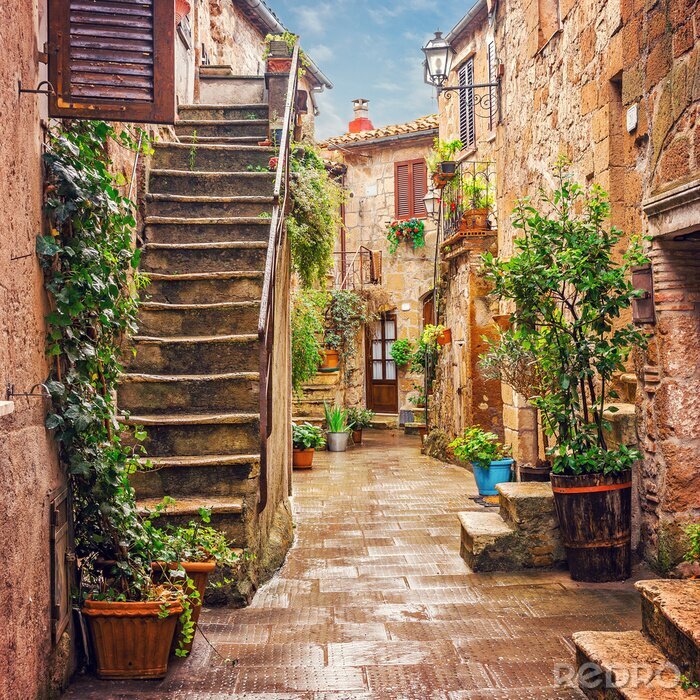 Papier peint  Alley dans la vieille ville Pitigliano Toscane Italie