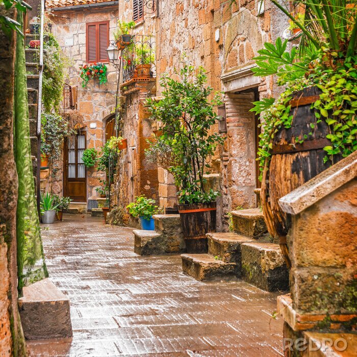 Papier peint  Alley dans la vieille ville Pitigliano Toscane Italie