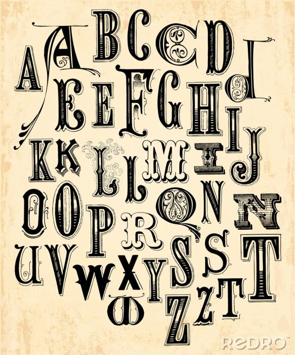 Papier peint  Alphabet dans un style vintage