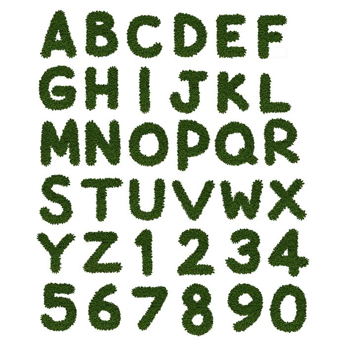Papier peint  Alphabet vert fait d'herbe