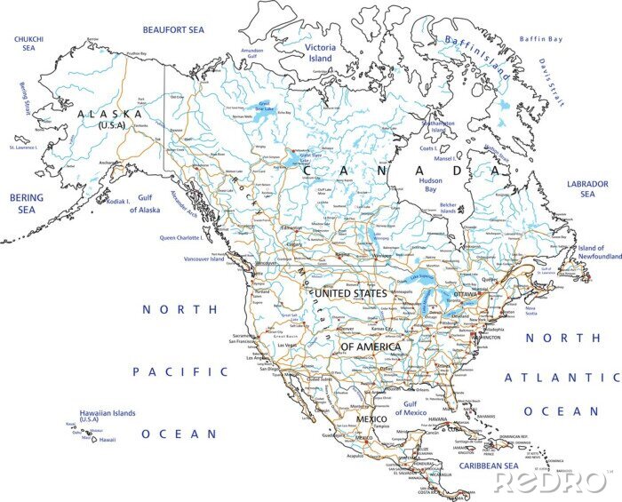 Papier peint  Amérique du Nord sur la carte
