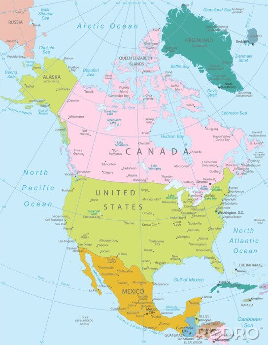 Papier peint  Amérique du Nord sur le globe
