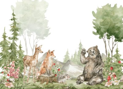 Papier peint  Amis des animaux de compagnie dans la forêt