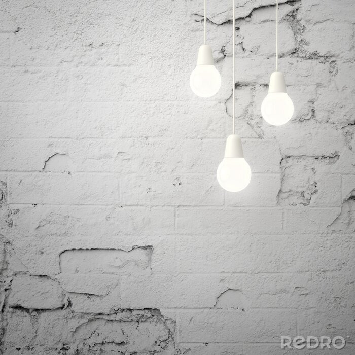 Papier peint  Ampoules mur gris ancien