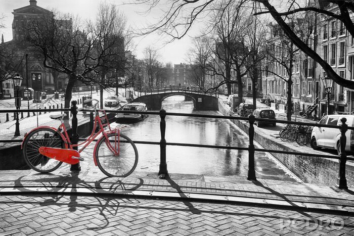 Papier peint  Amsterdam en noir et blanc
