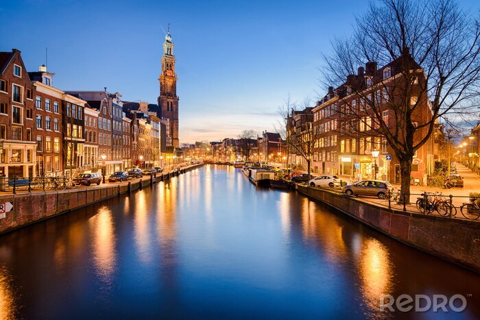 Papier peint  Amsterdam romantique au crépuscule