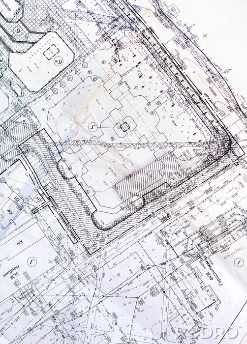 Papier peint  Ancien plan architectural de la ville