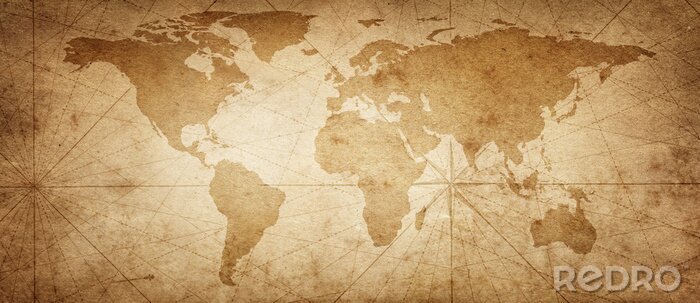 Papier peint  Ancienne carte du monde sur un vieux fond de parchemin. Style vintage. Éléments de cette image fournie par la NASA.