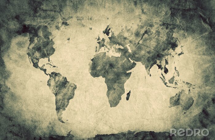 Papier peint  Ancienne, vieille carte du monde. Pencil sketch, vintage background