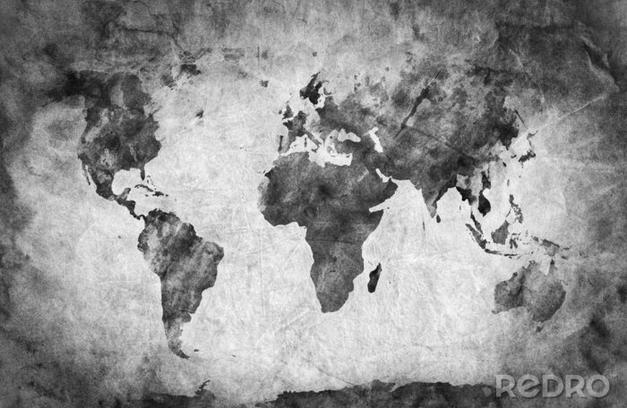 Papier peint  Ancienne, vieille carte du monde. Un croquis, grunge vintage background