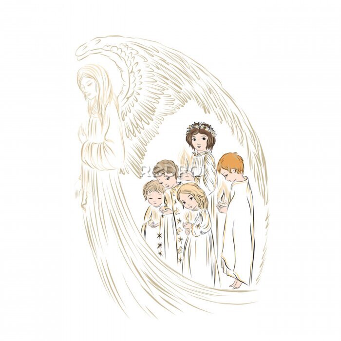 Papier peint  Ange gardien pour les enfants pendant la prière