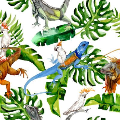 Papier peint  Animal des tropiques au milieu des feuilles
