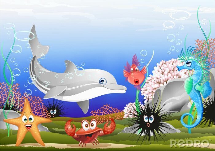 Papier peint  Animali Mare Sfondo Marin-Mer Animaux Fond-vectorielle