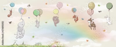 Papier peint  Animals in the sky on balloons