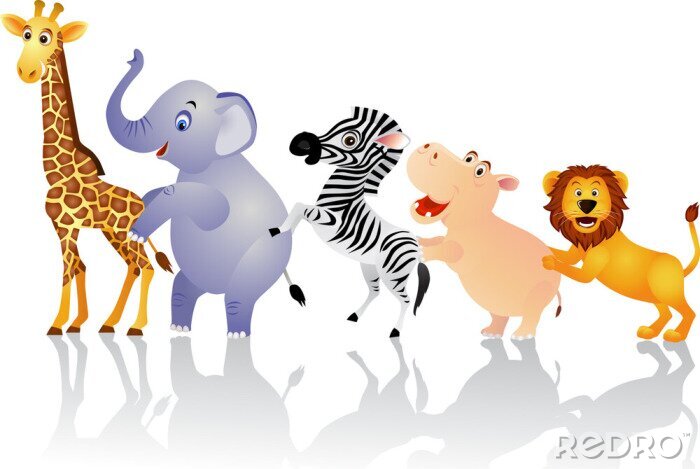 Papier peint  Animaux amicaux disposés en ficelle