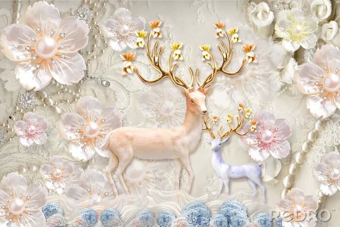Papier peint  Animaux de cerf 3d dans l'esthétique glamour