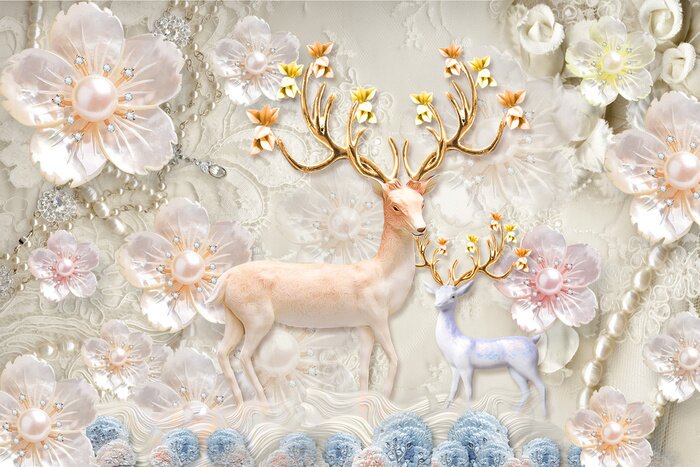 Papier peint  Animaux de cerf 3d dans l'esthétique glamour
