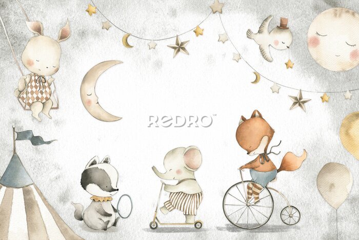 Papier peint  Animaux de conte de fées dans un cirque