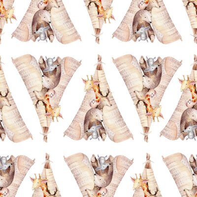 Sticker  Animaux de différentes espèces dans un wigwam indien