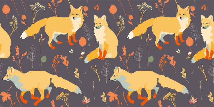 Papier peint  Animaux de la forêt au milieu des feuilles d'automne