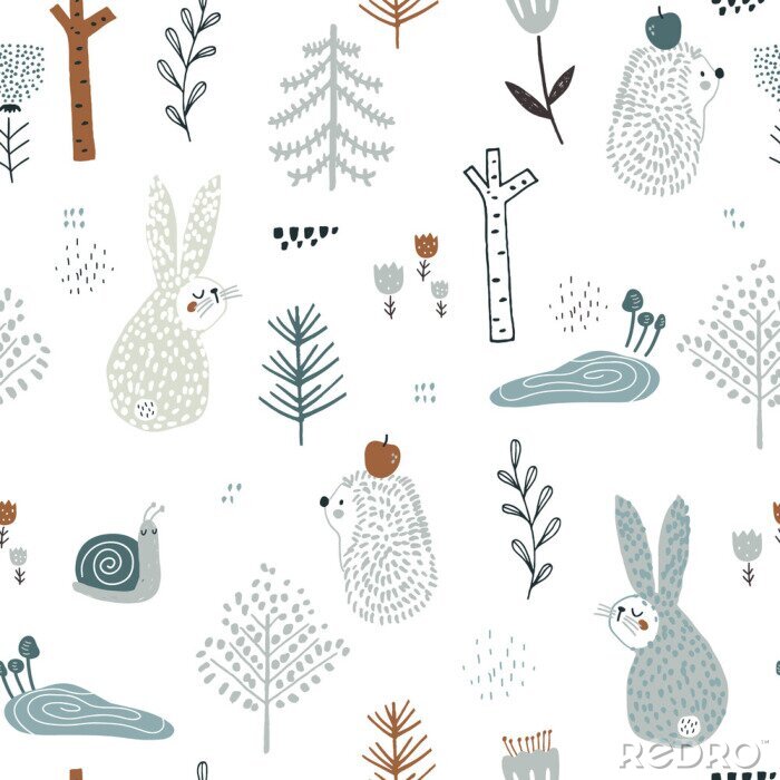 Papier peint  Animaux de la forêt scandi