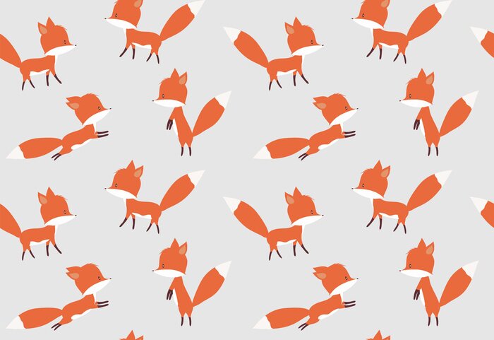 Papier peint  Animaux de la forêt sur un fond gris