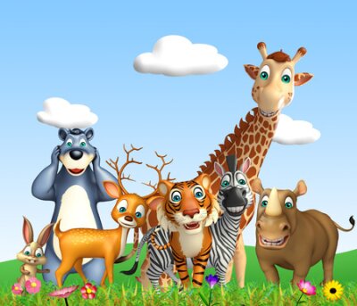 Papier peint  Animaux sauvages dessinés