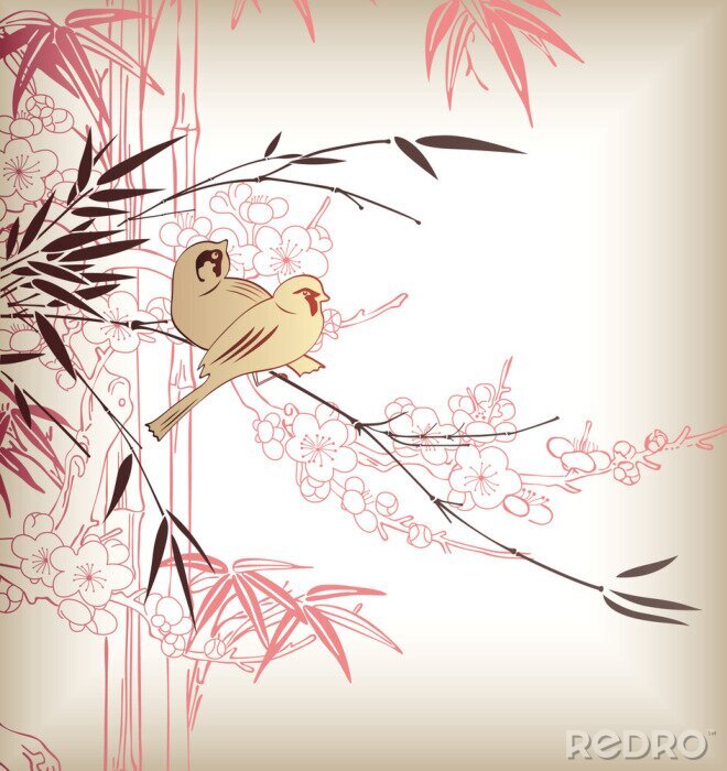 Papier peint  Animaux sur le bambou