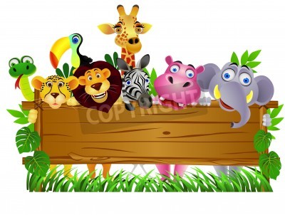 Papier peint  Animaux tropicaux derrière une clôture