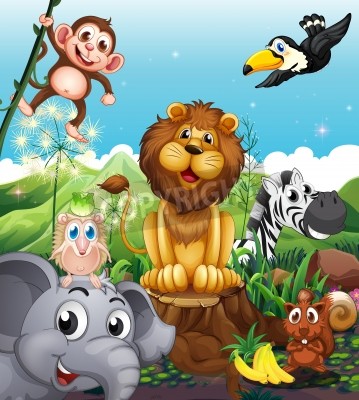 Papier peint  Animaux tropicaux souriants