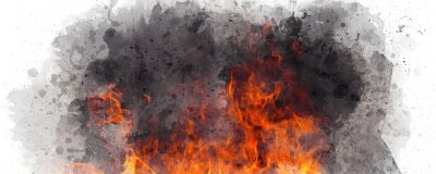 Papier peint  Aquarelle de flammes dans la fumée