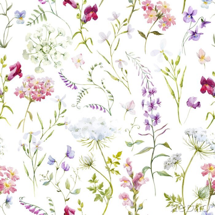 Papier peint  Aquarelle motif floral d'été