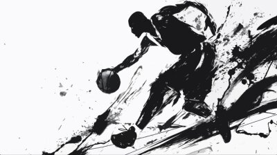 Papier peint  Aquarelle noire d'un joueur de basket