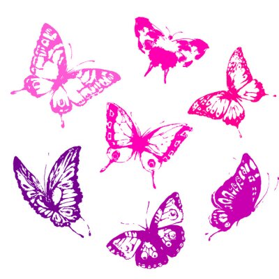 Papier peint  Aquarelle papillons roses