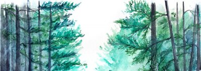 Papier peint  Aquarelle Plantes dans une forêt