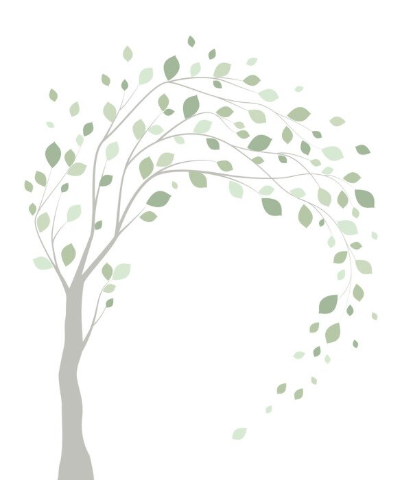 Papier peint  Arbre avec des branches secouées par le vent