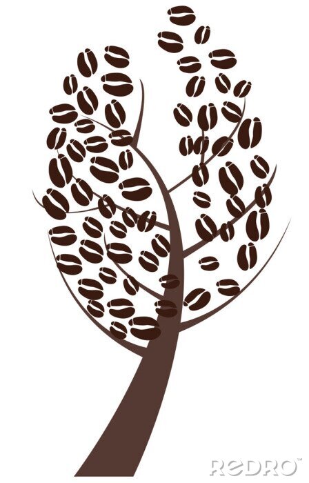 Papier peint  Arbre avec des grains de café