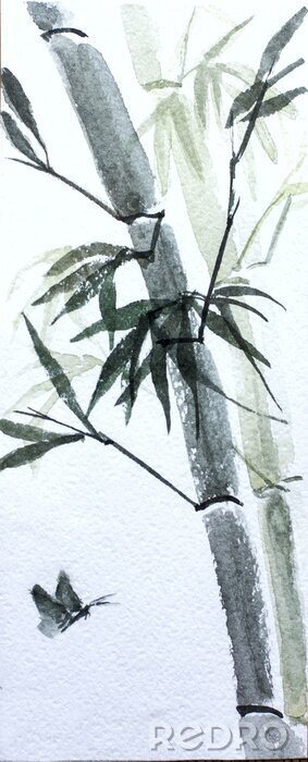 Papier peint  Arbre de bambou avec trois branches